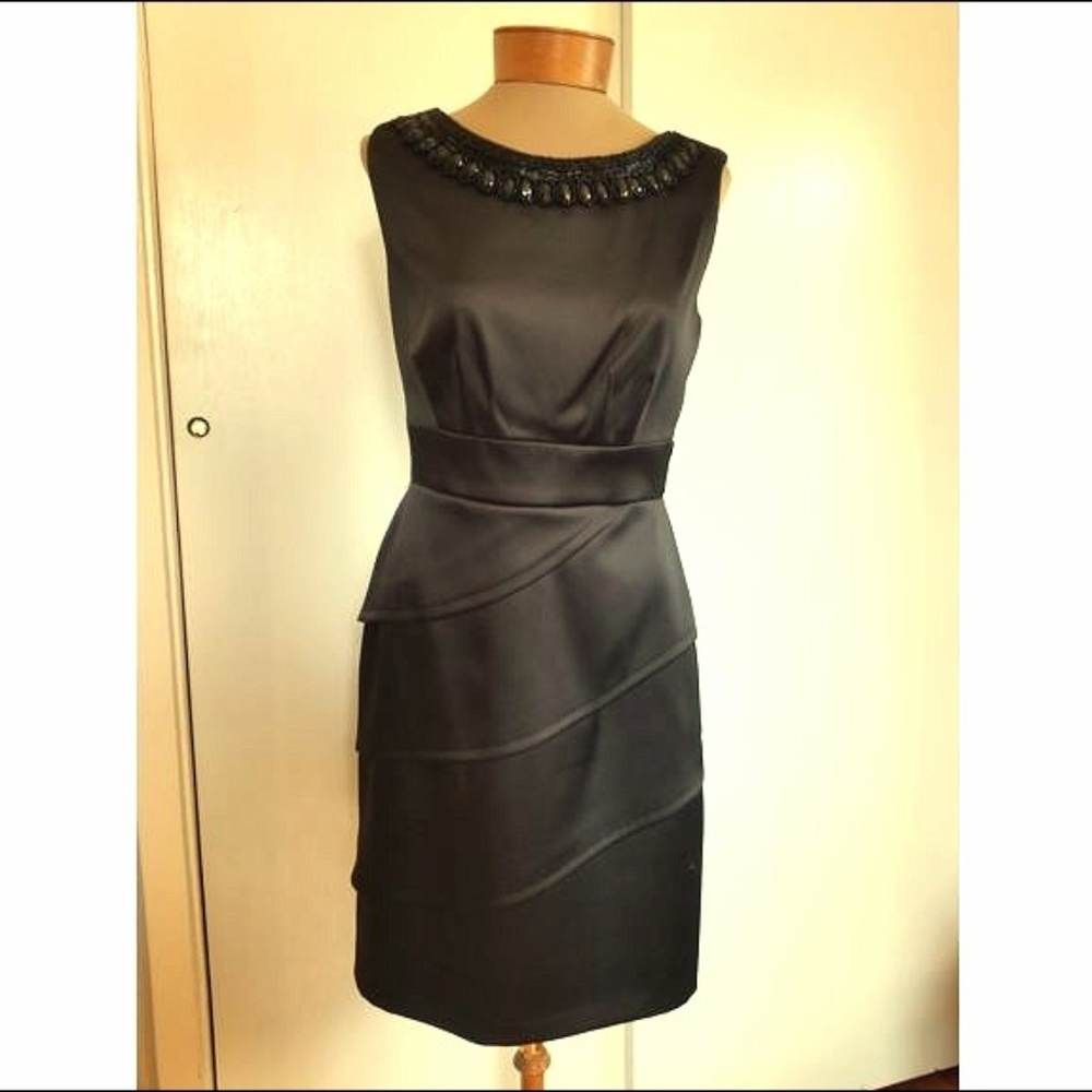 Connected Apparel black dress with beaded collar